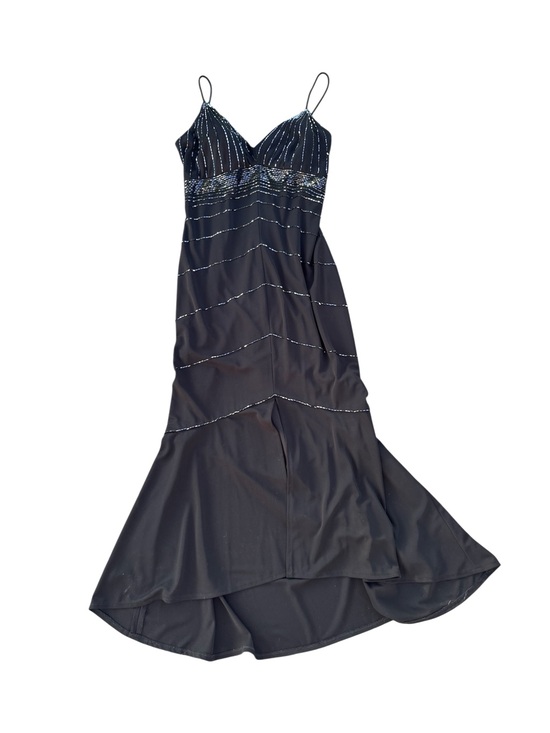 dressbarn Dresses & Skirts - Vintage Black Beaded Spaghetti-Strap Evening Dress Sz 8